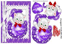 Be My Sugar Baby! Cute White Kitty in Sugar Pot with Red Bow