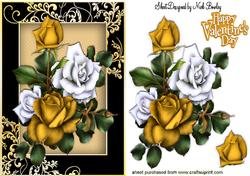 Pretty Gold and White Roses in Ornate Black/gold Frame