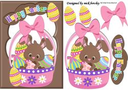 Chocolate Bunny in Basket of Eggs in Chocolate Frame