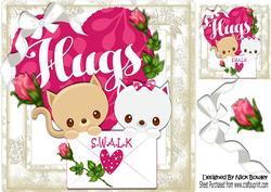 S.w.a.l.k. Cute Little Kittens with Hearts and Roses 8x8