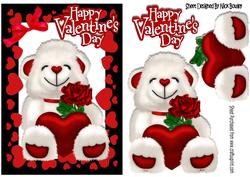 Love White Bear with Hearts and Rose