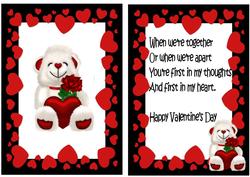 Love White Bear with Hearts and Rose A5 Insert