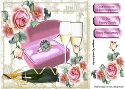 Sparkling Ring on Your Engagement with Champers and Roses