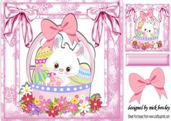How Cute Am I! White Easter Bunny in Basket 8x8