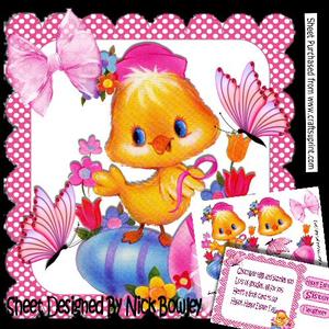 Cute Little Yellow Chick with Butterflies and Eggs 8x8 Kit