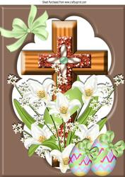 Easter Cross with White Lillies and Chocolate Eggs A4
