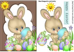 Easter Bunny with Chocolate Eggs and Sunshine