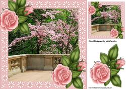 Pretty Verander of Pink Blossoms and Roses 8x8