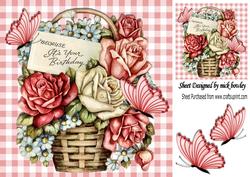 Because It's Your Birthday, a Pretty Basket of Roses 8x8