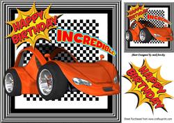 Incredible! Burnt Orange Sportscar on Check Frame 8x8