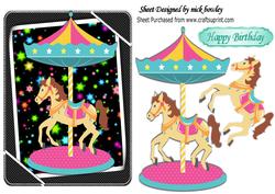 Pretty Carousel Horse with Bright Funky Stars