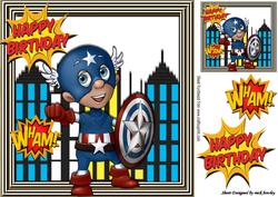 Super Hero! Super Boy! with His Shield in the City 8x8