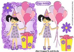 Party Girl with Balloons and Present