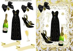 Elegant Long Black Dress with Gold Ladies Accessories