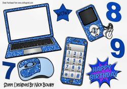 Blue Glitter Mp3 Player, Laptop, Mobile A4