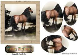 Beautiful Horse Grazing, Oval Pyramids