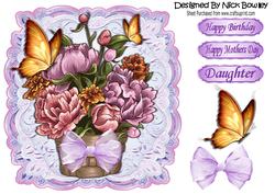 Pretty Basket of Flowers with Organza Bow 8x8