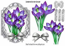 Pretty Purple Crocus Silver Lattice Frame