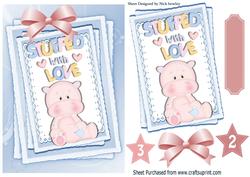 Cute Pink Hippo Stuffed with Love on Lace Stacker