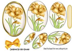 Beautiful Spring Daffodils with Bow in Oval Pyramids