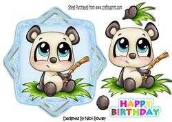 Cute Little Panda on Ornate Frame