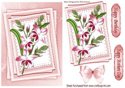 Pretty Pink Lilies on Lace Stackers with Bow