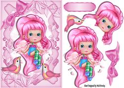 Cute Pink Candy Faerie, with Little Pink Birds