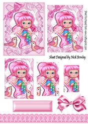 Cute Pink Candy Faerie, with Little Pink Birds Pyramids