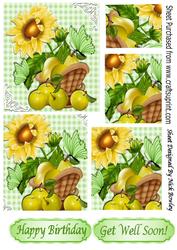 Basket of Green Apples, Sunflower & Butterflies Pyramids