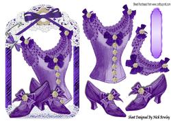 Pretty Purple Vintage Basque and Shoes in Lace Frame