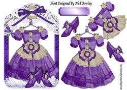 Pretty Purple Vintage Dress with Shoes in Lace Frame