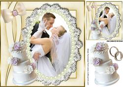 Our Special Day! Bride & Groom, with Pink Rose Cake 8x8
