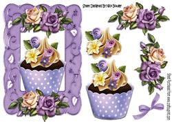Pretty Lilac and Cream Roses with Cupcake