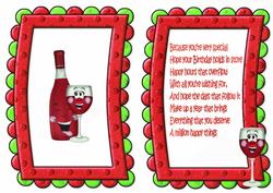 Red Toony Wine & Glasses in Funky Frame A5 Insert Verse