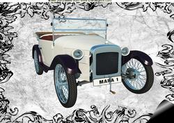 Vintage Car in Black/white Frame A4 Topper