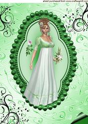 Beautiful Lady in Green Gown A4 Topper