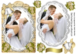 on our wedding day! on lace with gold bells and script