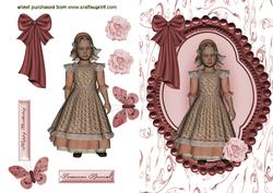 Pretty Girl in Bonnet and Apron Dress