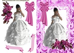 Elegant Lady in White Gown with Roses