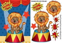 Lovely Lion sitting on a stand in a circus A5
