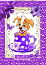 Cute Puppy in a Teacup A4 Topper