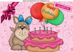 Puppy with Birthday Cake A4 Topper