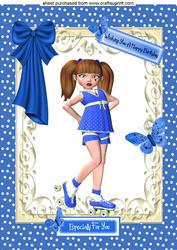 Little Girl on Roller Skates A4 Topper