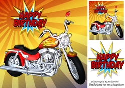 Red Customized motor bike in the sunset 8x8