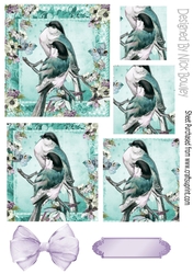 Pretty blue birds on a branch with flowers Pyramids
