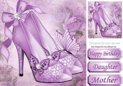 Pretty Lilac sparkle shoes with bow and butterflies 8x8