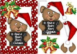 Have a Beary Merry Christmas! teddy with bell in red frame