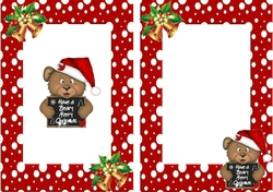 Have a Beary Merry Christmas! teddy with bell red frame A5 Insert