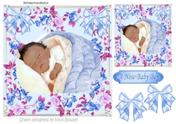 Sweet little sleeping ethnic baby boy in floral frame