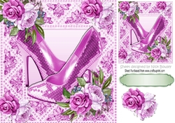 Pretty painted roses in sparkle frame with shoes 8x8